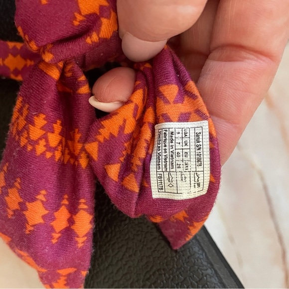 Sanuk Yoga Mat Sling Sandal Purple Orange Tribal Fabric Women’s size 9 Summer - Picture 6 of 7